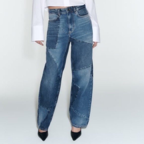 New w/ tag: Zara patchwork jeans. Size 2 & size 4 - Picture 1 of 5
